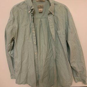 LL Bean Green Sear Sucker Button Down (Medium)
